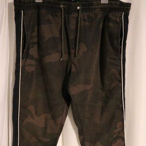 Mens BraveSoul 100%Cotton W36 Dark Camo Cuffed Chino Sweat Khaki Drawstring Pant